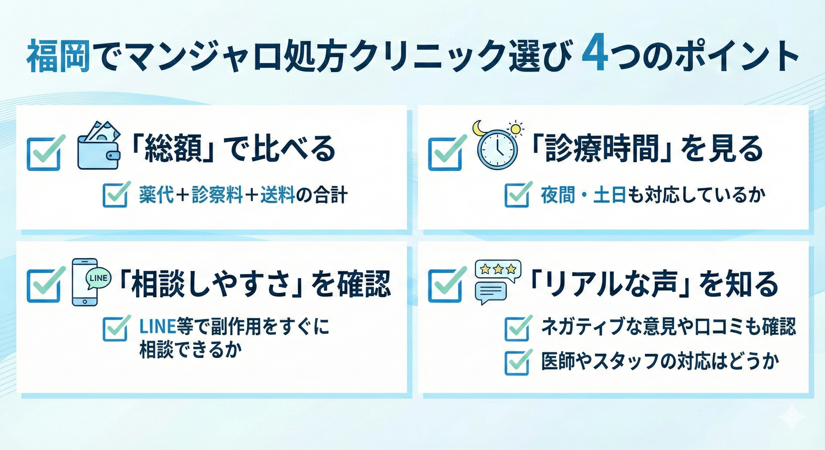 福岡で安くマンジャロを処方してもらえるクリニックの選び方